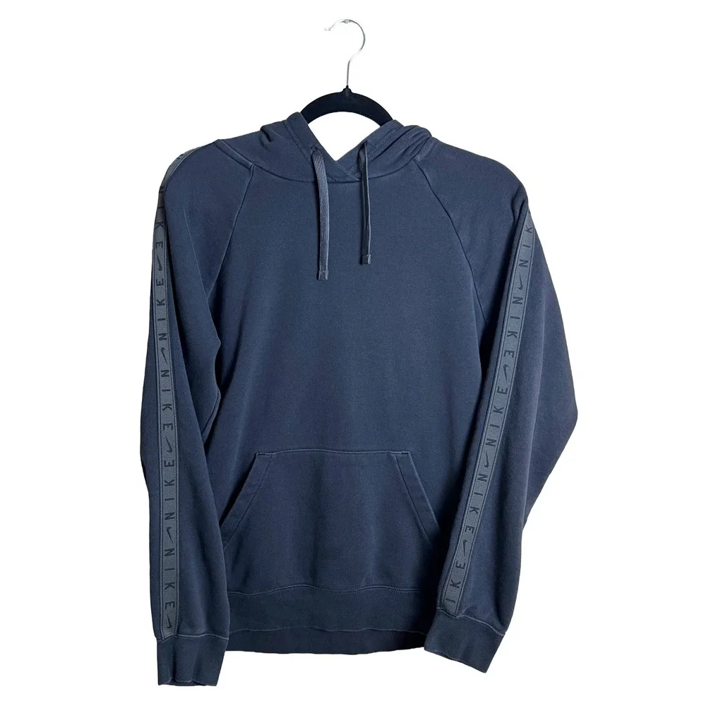 Nike Club Fleece Logo Tape Hoodie Black Men Medium